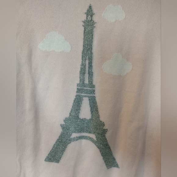 Crewcut Silver Metallic Eiffel Tower Pink Sweater - Picture 5 of 6